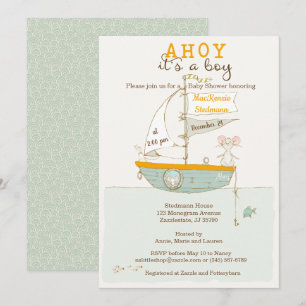 Invitation Baby shower de bateau de rangée pour un garçon