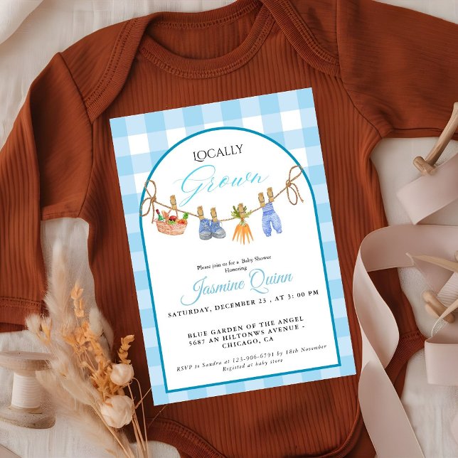 Invitation Baby shower de bébé bleu cultivé localement saupou (Créateur téléchargé)