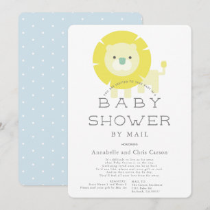 Invitation Baby shower de bébé bleu Lion par courrier