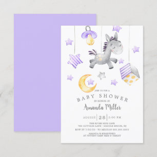 Invitation Baby shower de bébé fille mobile poney