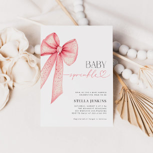 Invitation Baby shower de bébé Sprinkle Rose Bow