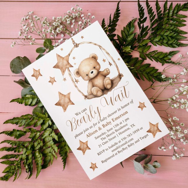 Invitation Baby shower de berceau : "On peut à pei ("We can Barely Wait" Cradle Baby Shower Invitation)