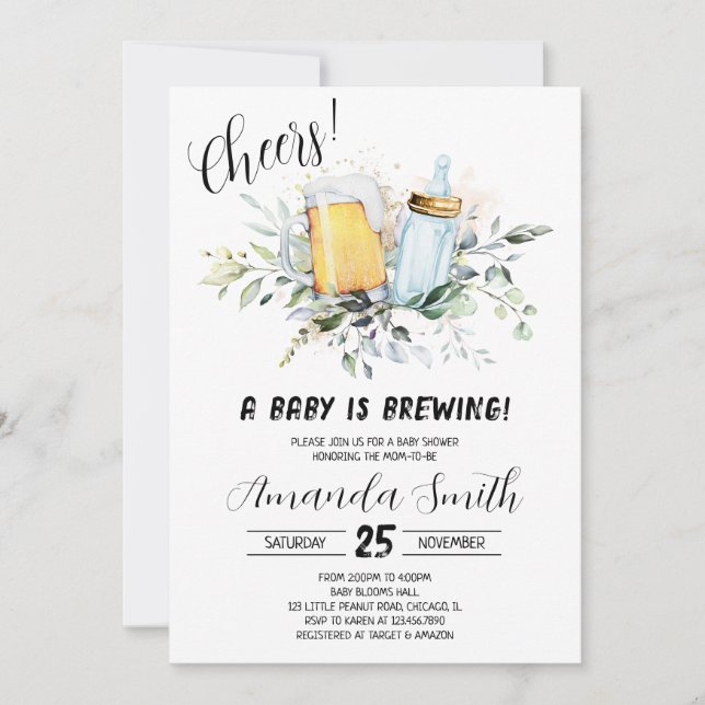 Invitation Baby shower de bières et bouteilles (Devant)