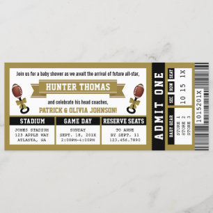 Invitation Baby shower de billets de sport, noir, 
