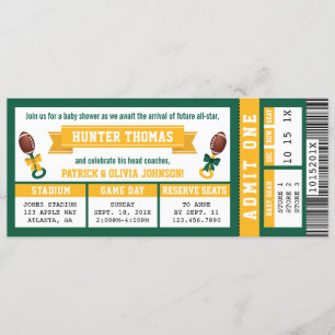 Invitation Baby shower de billets de sport, Vert, 