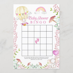 Invitation Baby shower de bingo Elephant Hot Air