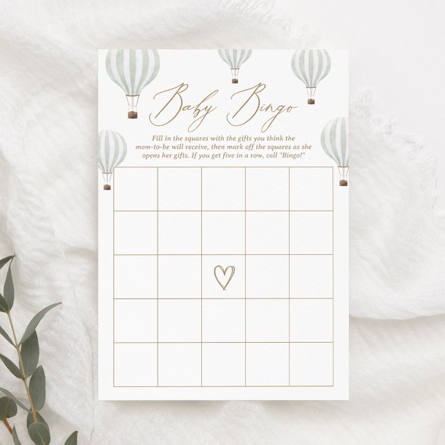 Invitation Baby shower de bingo Green Hot Air (Créateur téléchargé)
