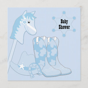 Invitation Baby shower de Black Blue Cowboy