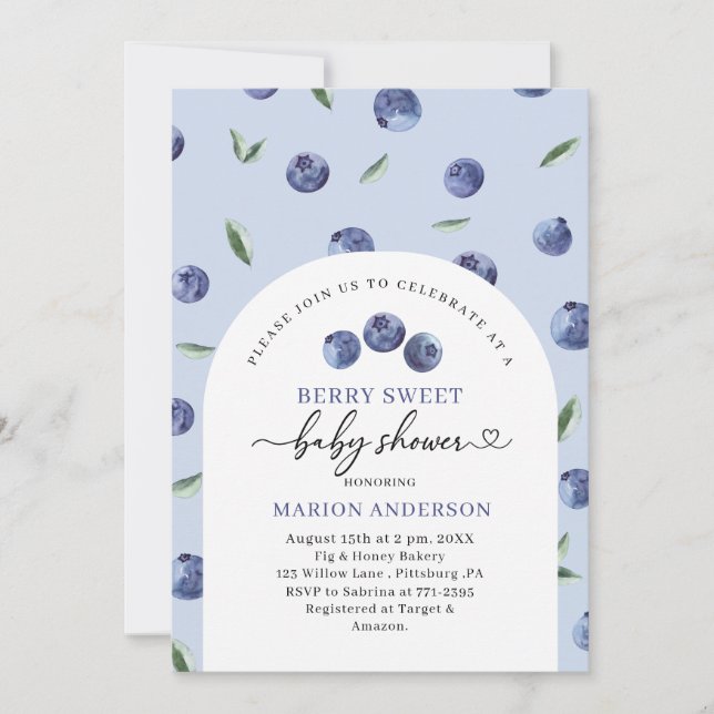 Invitation Baby shower de bleuet d'aquarelle (Devant)