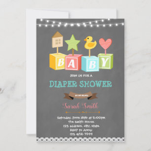 Invitation baby shower de bloc de construction