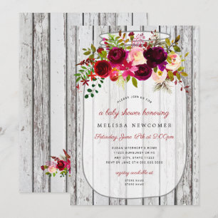 Invitation Baby shower de bocal en bois rustique