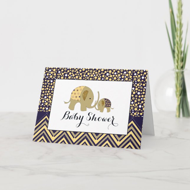 Invitation Baby shower de Bohemian Elephant & Chev (Devant)