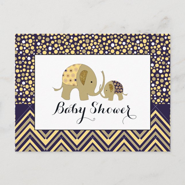 Invitation Baby shower de Bohemian Elephant & Chev (Devant)