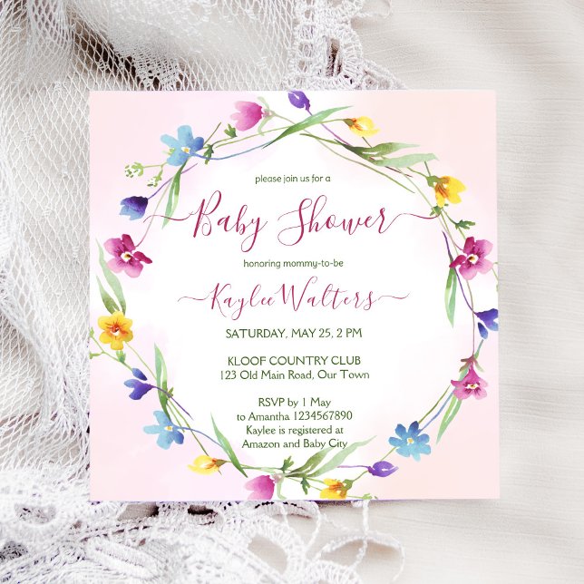 Invitation Baby shower de boho de Meadow fleurs sauvages (Créateur téléchargé)
