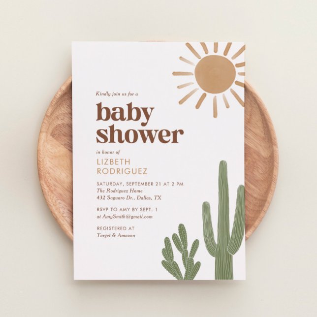 Invitation Baby shower de Boho Desert Cactus (Créateur téléchargé)