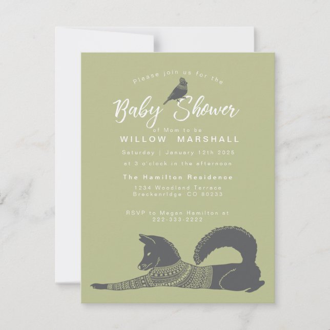 Invitation Baby shower de bois d'hiver (Devant)