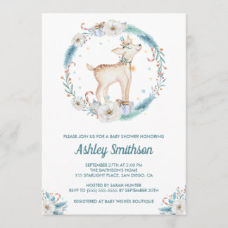 Invitation Baby shower de bois hivernal mignon