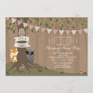 Invitation Baby shower de bois inspiré Cardstock - Fille