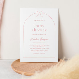 Invitation Baby shower de boîte en ruban rose pâle minimalist