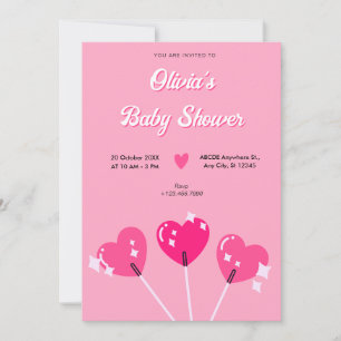 Invitation Baby shower de bonbons de coeur rose