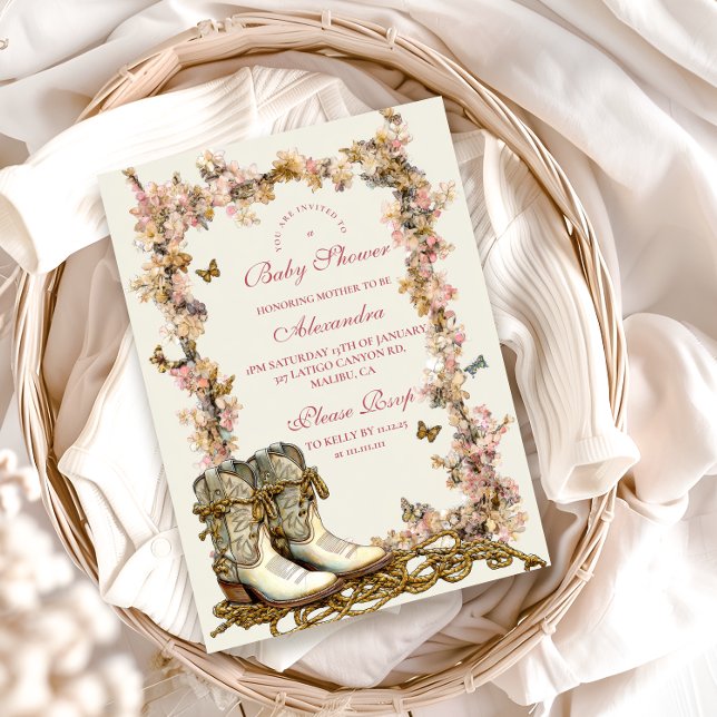 Invitation Baby shower de bottes rustiques pour fille à couet (Créateur téléchargé)