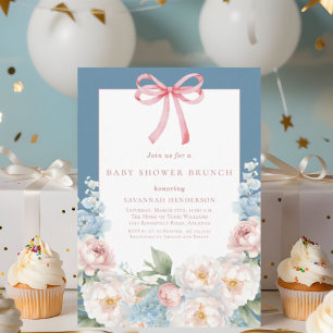Invitation Baby shower de boue à fleurs rose doux Brunch