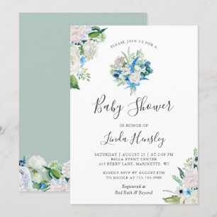 Invitation Baby shower de bouquet floral bleu bleu Sage