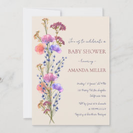 Invitation Baby shower de bouquet floral en acrylique beige r