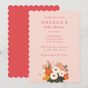 Invitation Baby shower de bouquet floral peint en gras