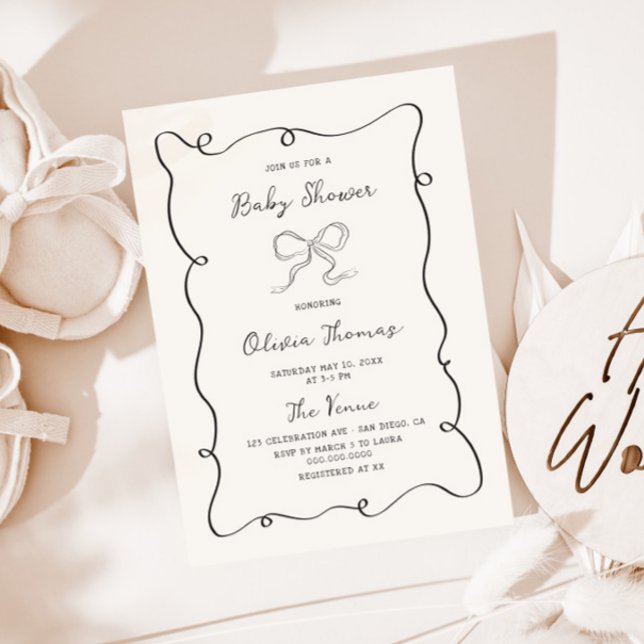 Invitation Baby shower De Bow Neutre Et Neutre Selon Le Sexe  (Créateur téléchargé)
