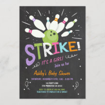 Invitation Baby shower de bowling Pink Purple Girl