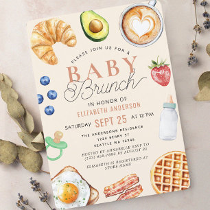 Invitation Baby shower de Brunch Bébé à l'aquarelle mignonne