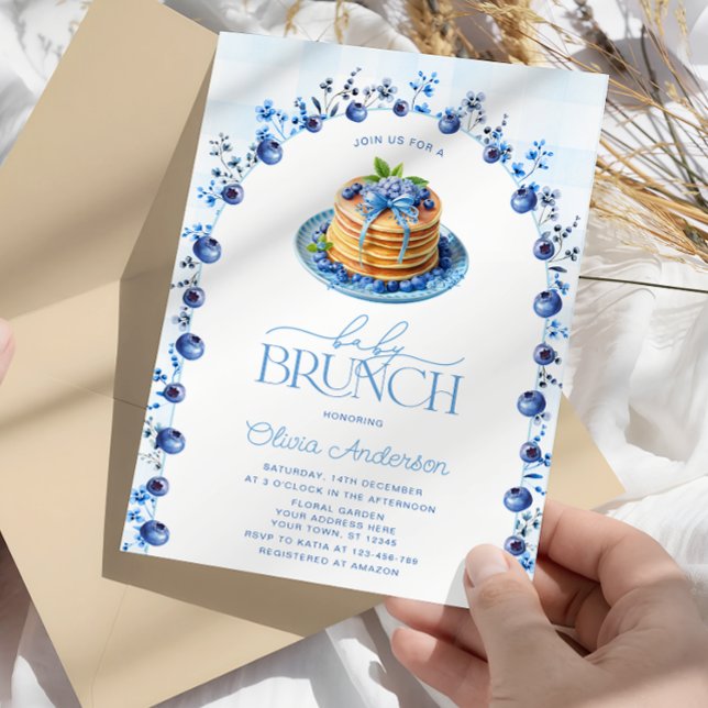 Invitation Baby shower de brunch pour bébé Blueberry Pancake  (Créateur téléchargé)