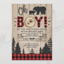 Baby shower de bûcheron Bois Ours Cub Plaid Bois