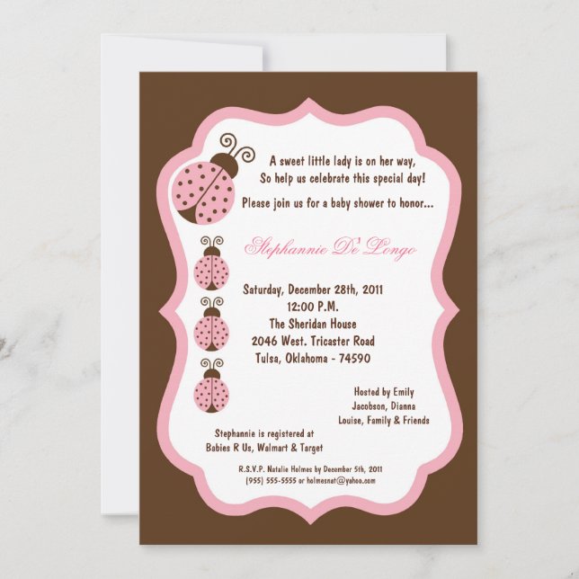 Invitation Baby shower de bugs Brown de 5 x 7 (Devant)