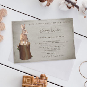 Invitation Baby shower de Bunny de bois   BROWN