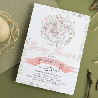 Invitation Baby shower de Bunny de cerfs de printemps