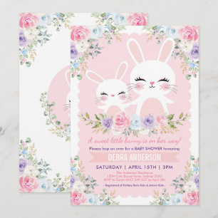 Invitation Baby shower de Bunny de printemps Cute Aquarelle F