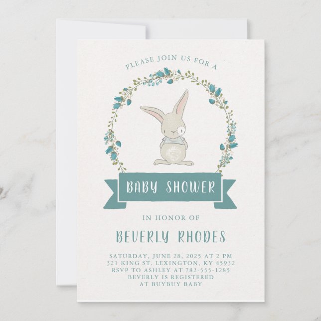 Invitation Baby shower de Bunny doux (Devant)