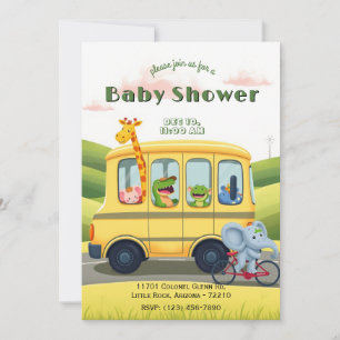 Invitation Baby shower de bus de l'école animale