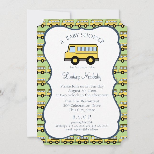 Invitation Baby shower de bus scolaire (Devant)