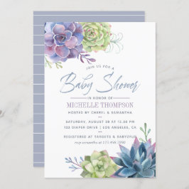 Invitation Baby shower de cactus d'aquarelle