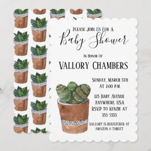 Invitation Baby shower de cactus Succulent Poted