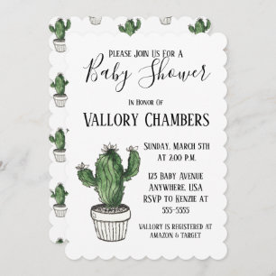 Invitation Baby shower de cactus Succulent Poted
