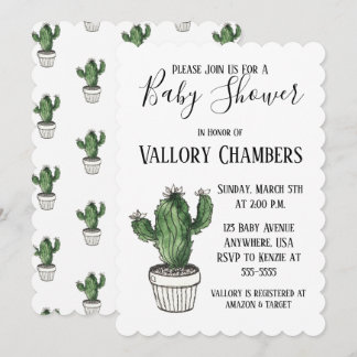 Invitation Baby shower de cactus Succulent Poted