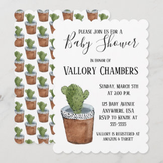 Invitation Baby shower de cactus Succulent Poted
