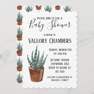 Invitation Baby shower de cactus Succulent Poted
