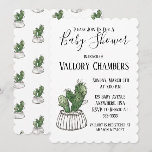 Invitation Baby shower de cactus Succulent Poted