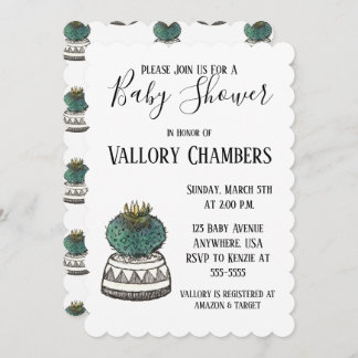 Invitation Baby shower de cactus Succulent Poted