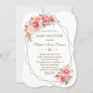 Invitation Baby shower de cadre de Parties scintillant or flu
